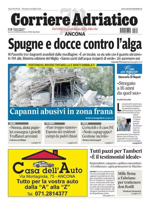 Prima-pagina-corriere adriatico-edizione-di-oggi-14-07-2024